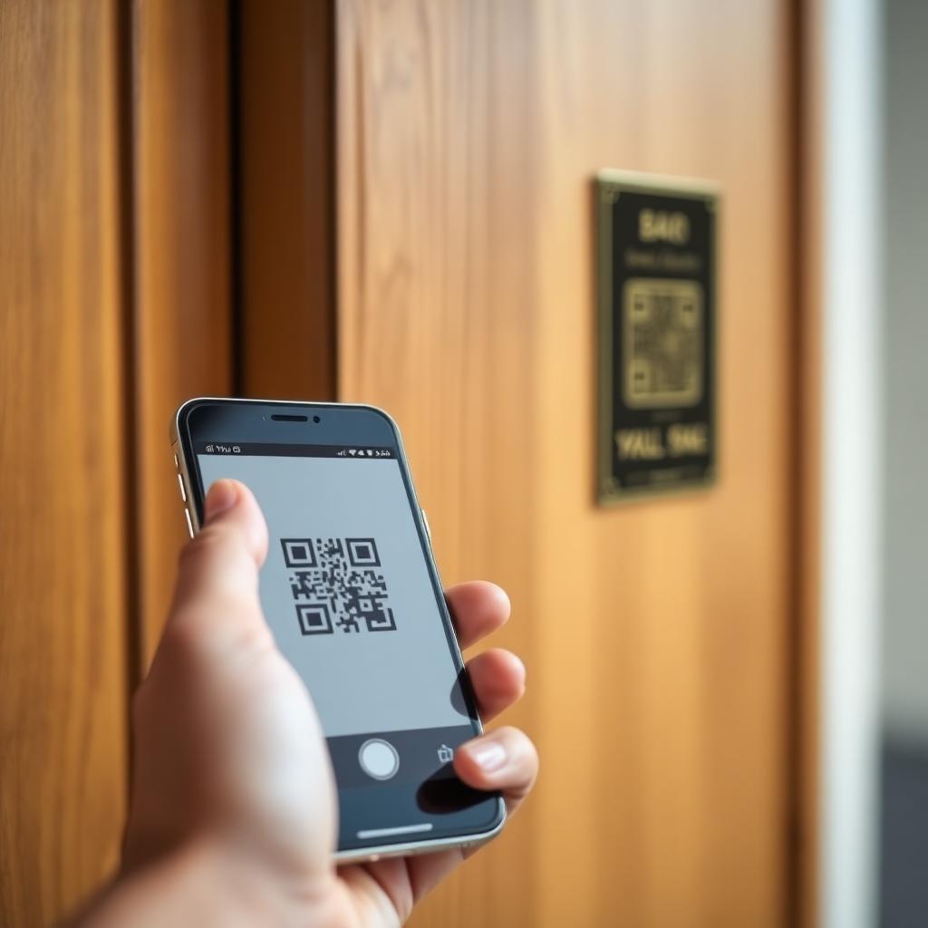 Huurder scant QR-code aan de voordeur van de woning